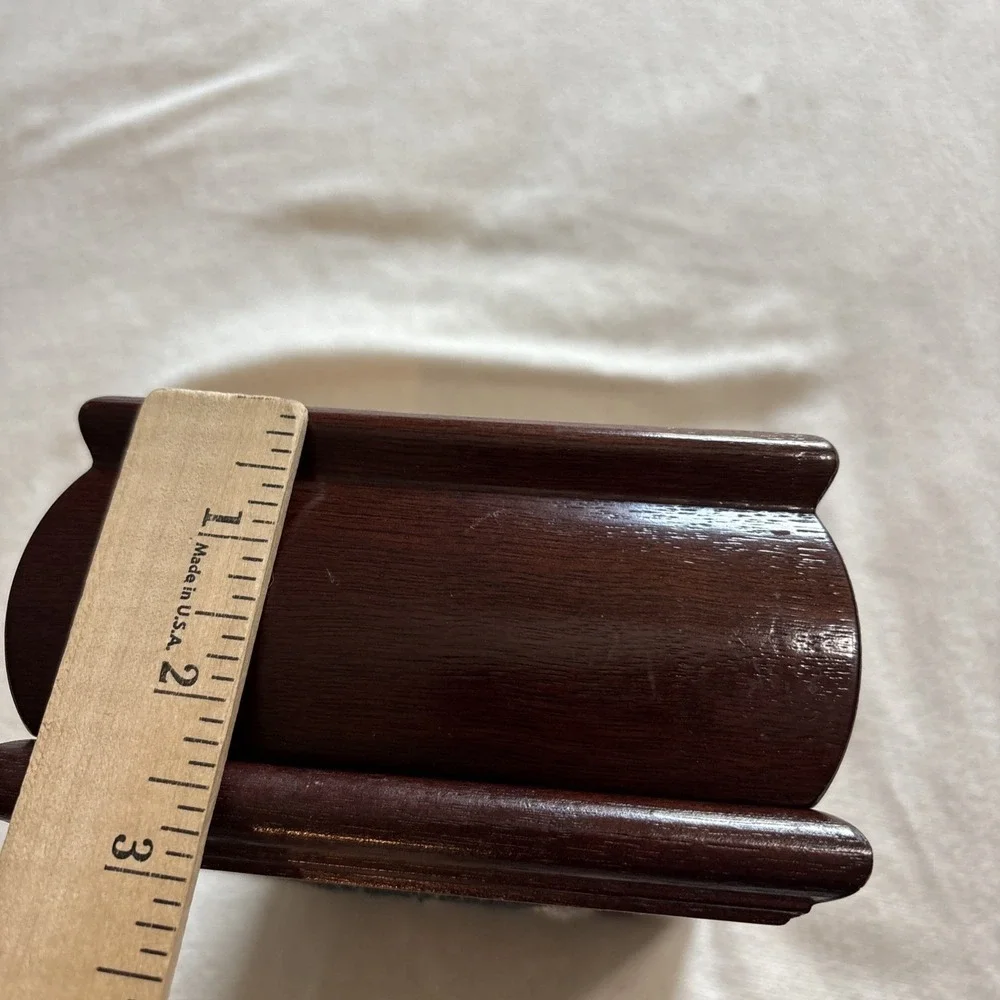 Vintage Wood Floral Tapestry Jewelry Box with Removeable Tray‎ Mirror 8x3.5x5